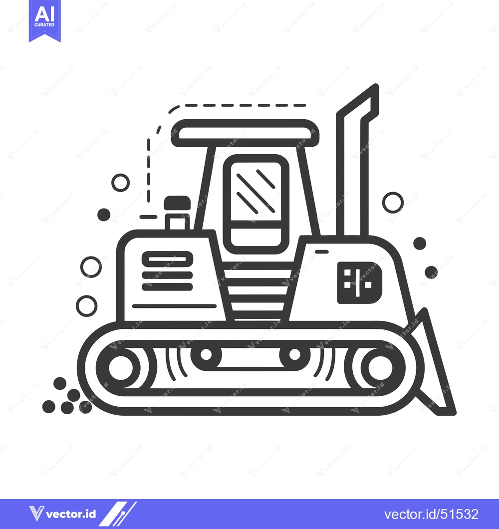 Premium Vector dari Line Art Illustration of a Bulldozer with Tracks