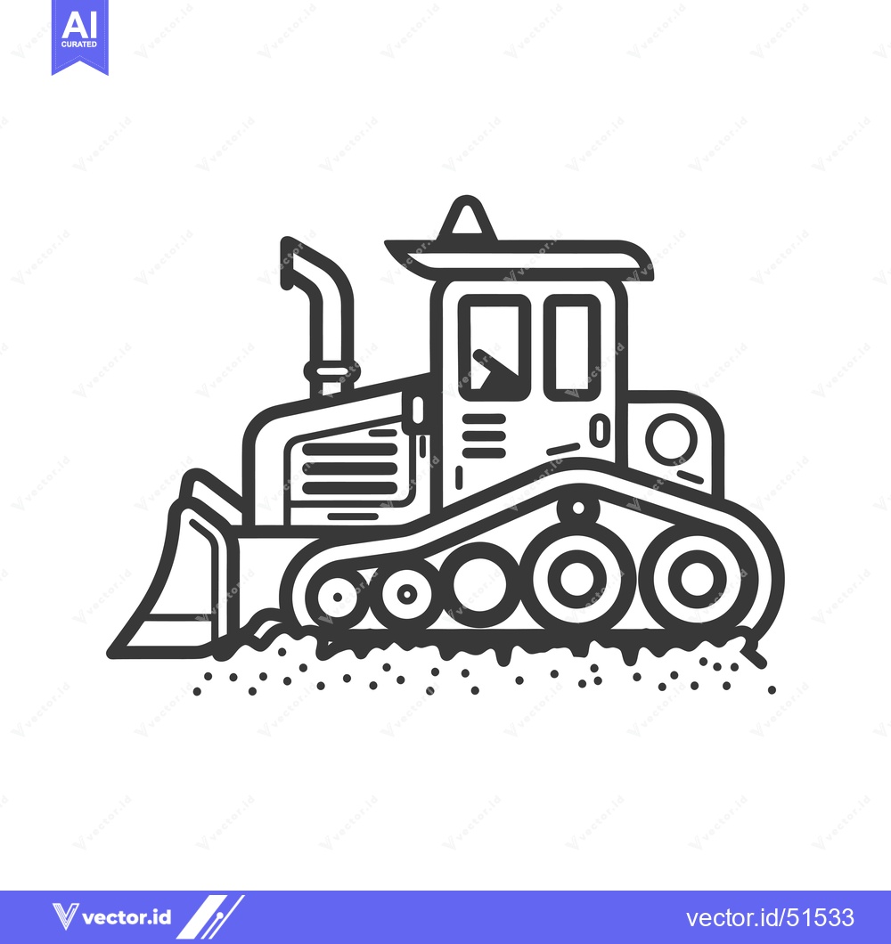 Premium Vector dari Line art illustration of a bulldozer with tracks