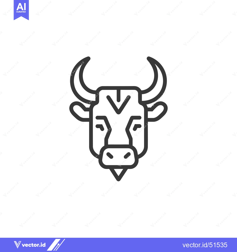 Premium Vector of Line Art Illustration of a Bull's Head