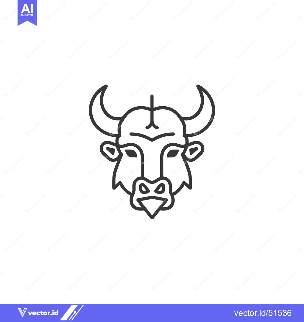 Premium Vector dari Line Art Illustration of a Bull's Head
