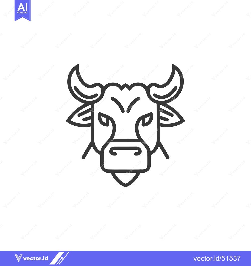 Premium Vector dari Line Art Illustration of a Bull's Head