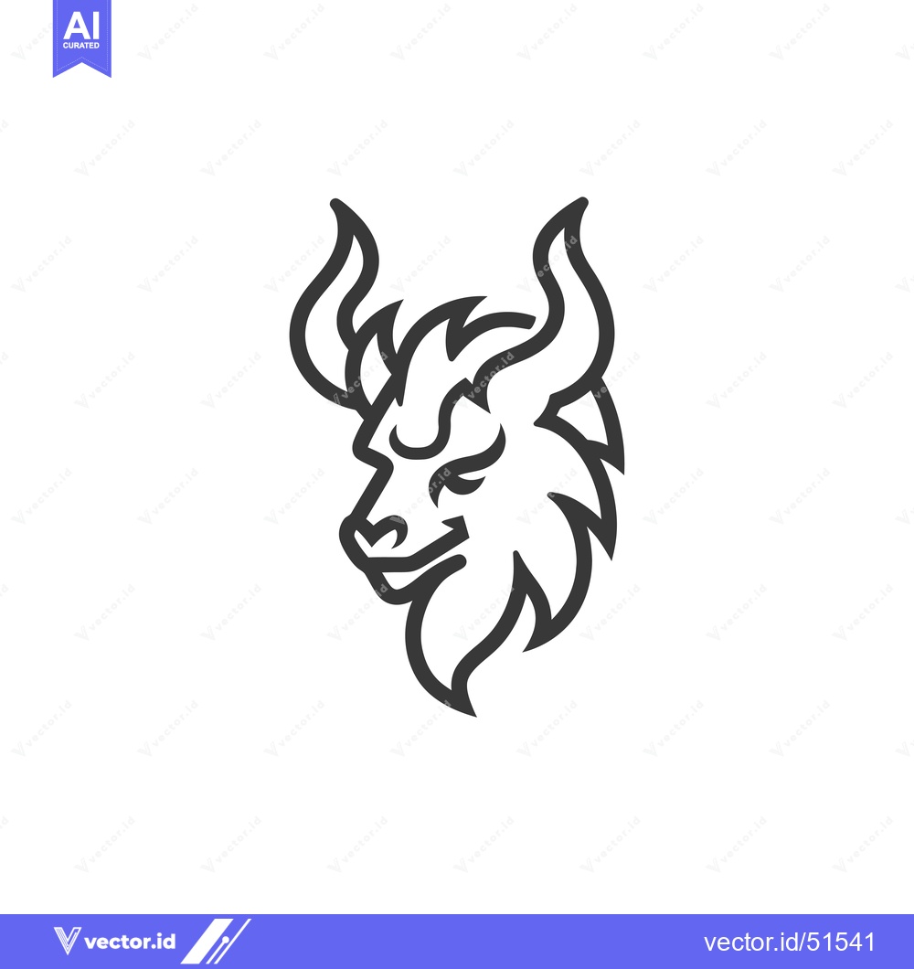 Premium Vector dari Line Art Illustration of a Bull's Head