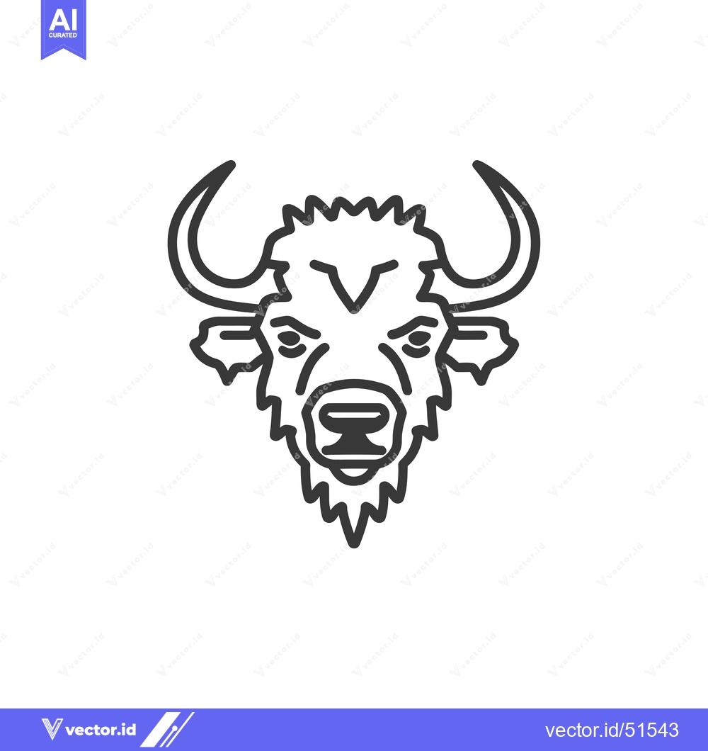 Premium Vector dari Line Art Illustration of a Bull's Head