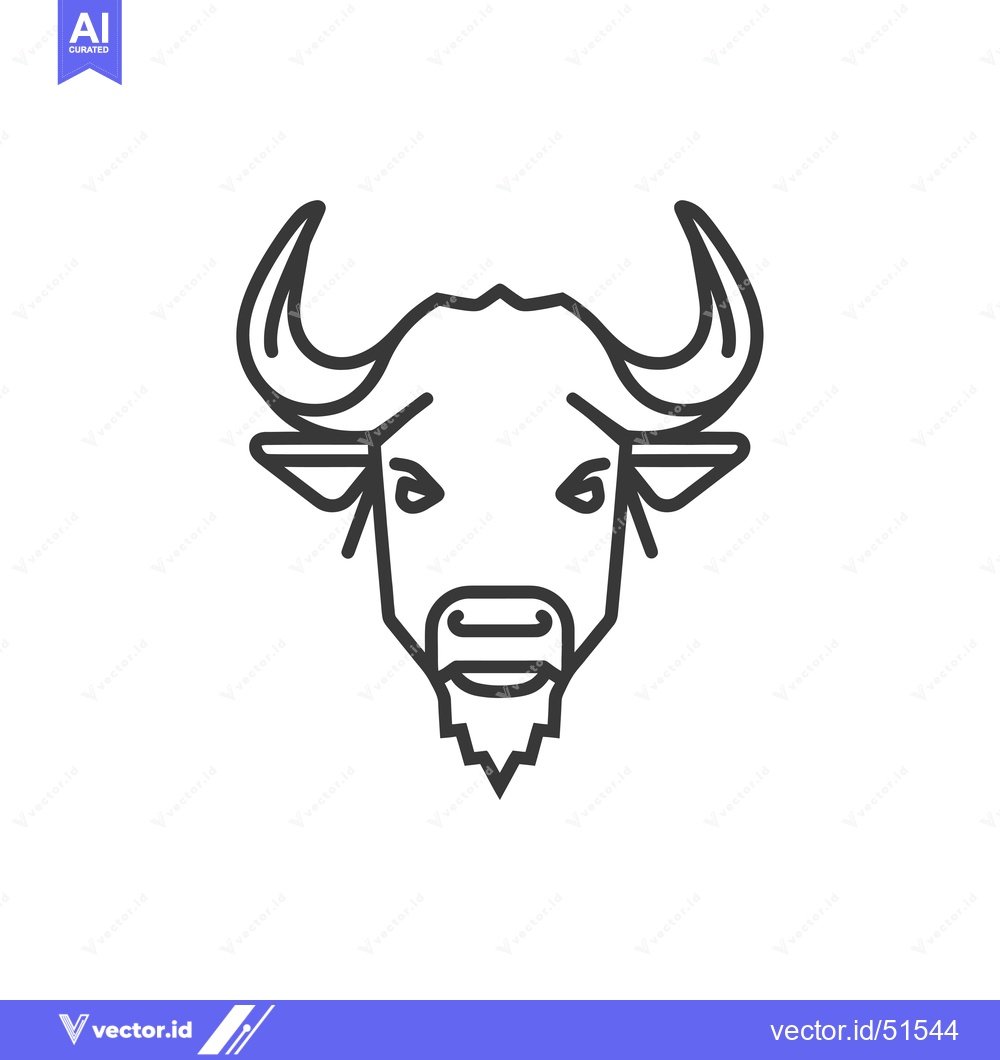 Premium Vector of Line Art Illustration of a Bull's Head