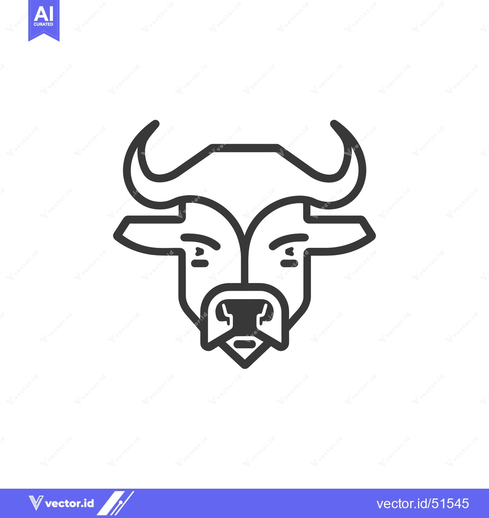 Premium Vector of Line Art Illustration of a Bull's Head