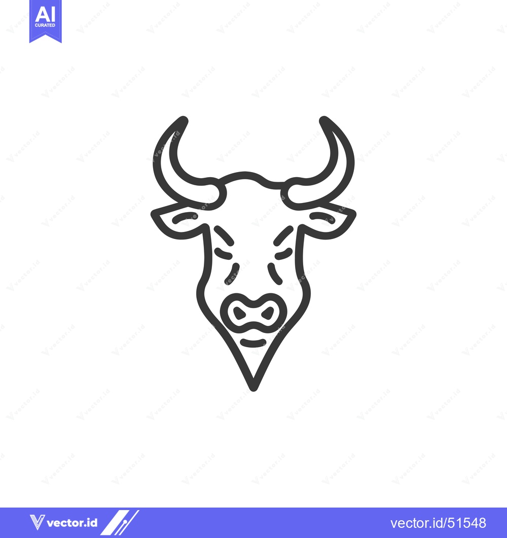 Premium Vector of Line Art Illustration of a Bull's Head