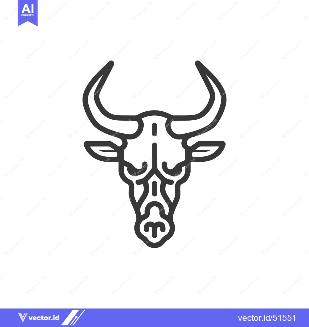 Premium Vector of Line Art Illustration of a Bull's Head