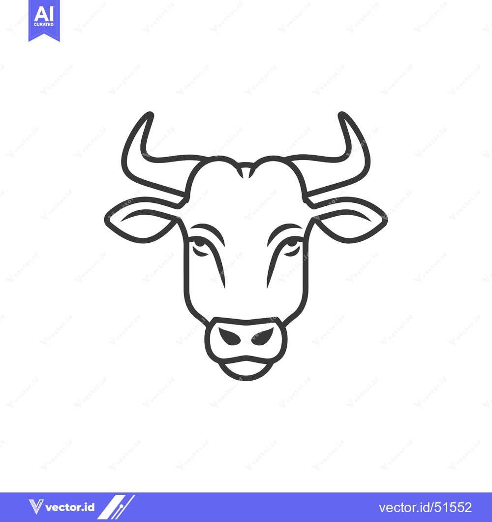 Premium Vector of Line art illustration of a bull's head
