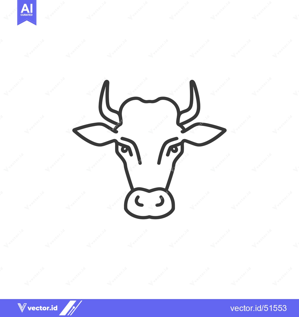 Premium Vector of Line Art Illustration of a Bull's Head