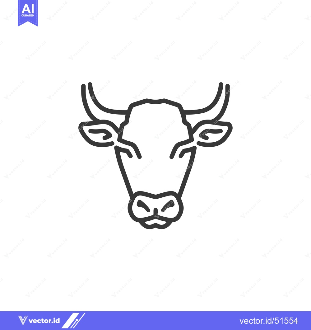 Premium Vector dari Line Art Illustration of a Bull's Head