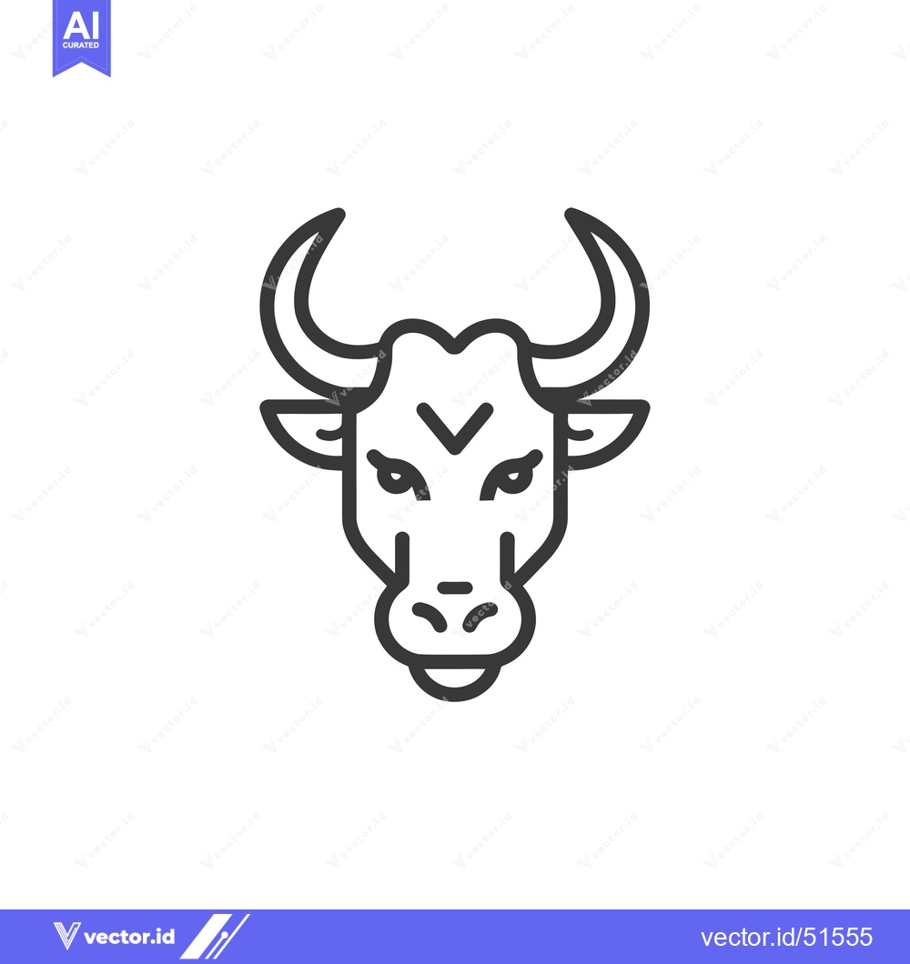 Premium Vector dari Line Art Illustration of a Bull's Head Facing Forward