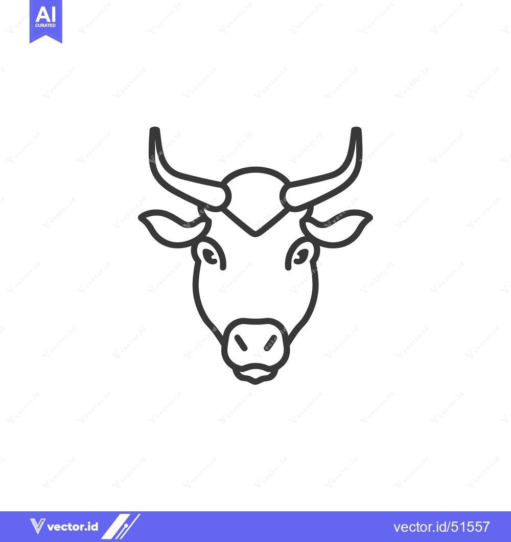 Premium Vector dari Line art illustration of a bull's head facing forward