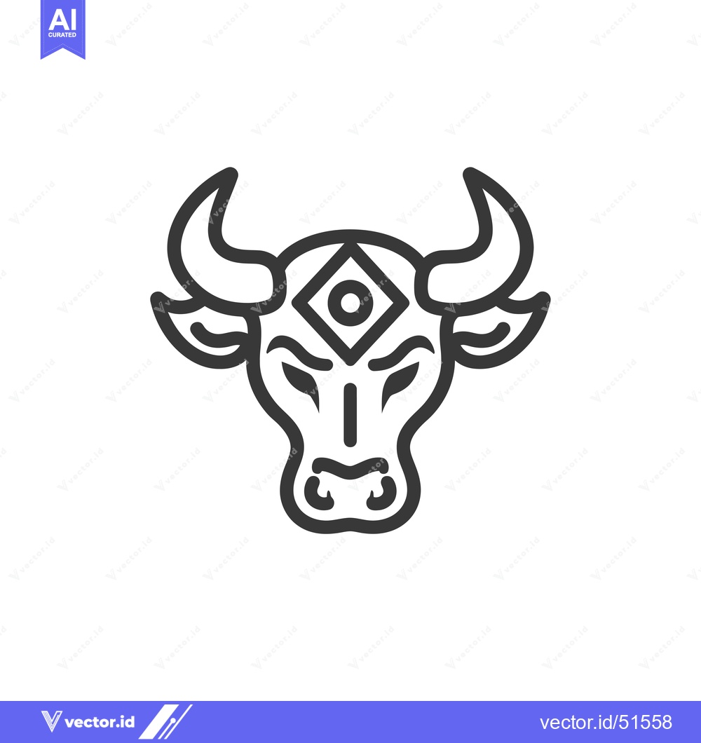 Premium Vector dari Line art illustration of a bull's head with a geometric design on its