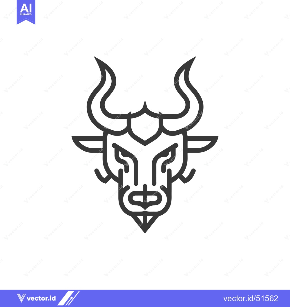 Premium Vector dari Line Art Illustration of a Bull's Head with Horns