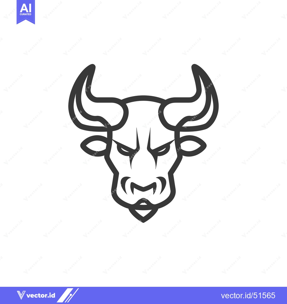 Premium Vector of Line art illustration of a bull's head with horns