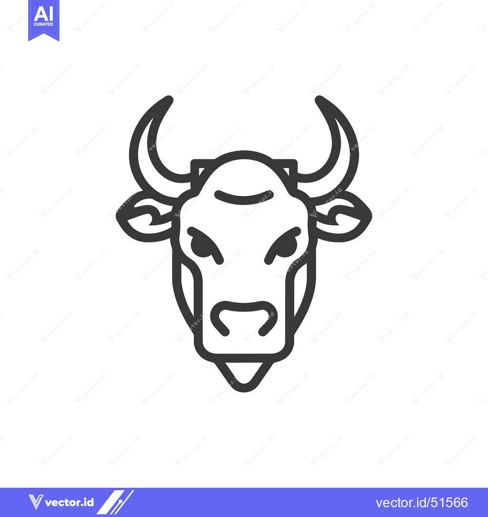 Premium Vector dari Line art illustration of a bull's head with horns