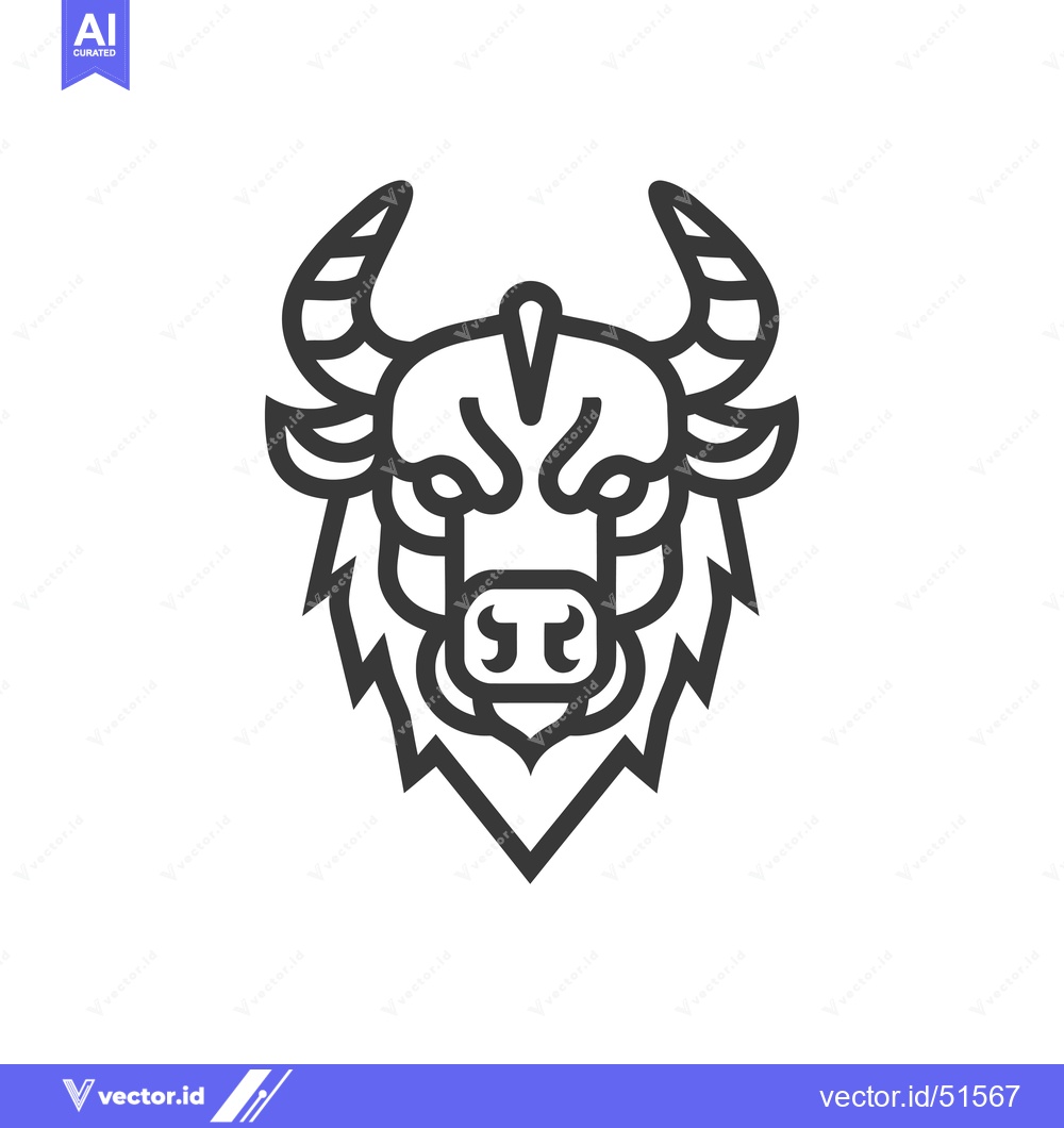 Premium Vector dari Line Art Illustration of a Bull's Head with Horns