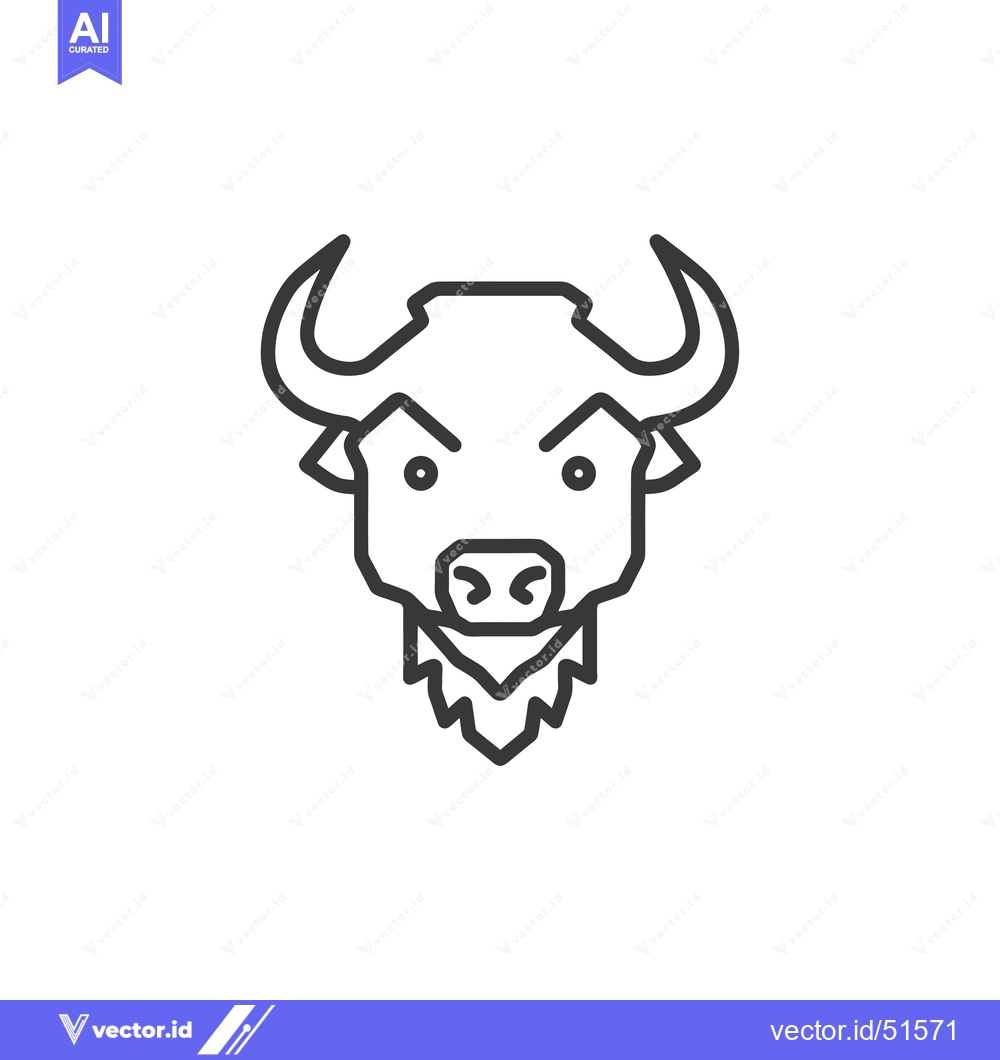 Premium Vector dari Line art illustration of a bull's head with horns