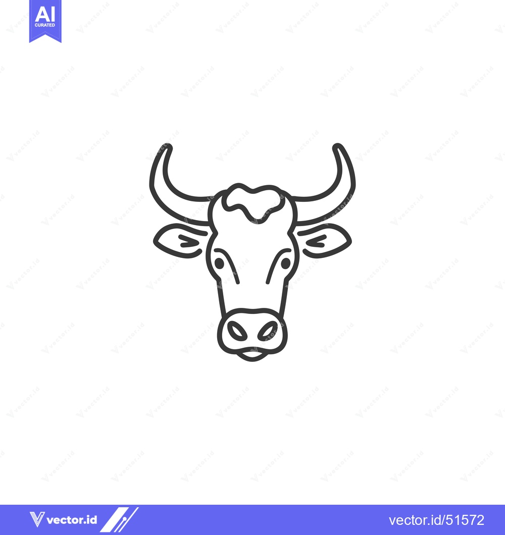 Premium Vector of Line art illustration of a bull's head with horns