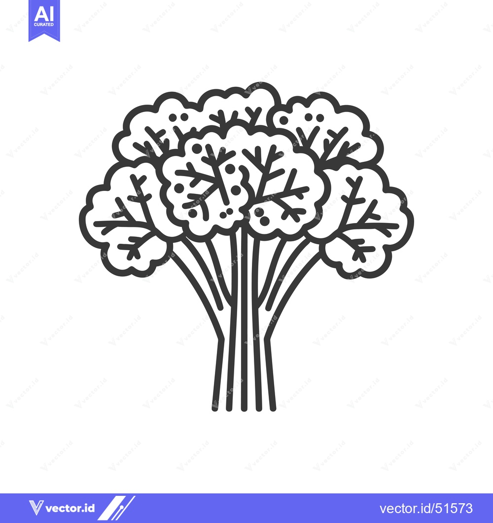 Premium Vector of Line art illustration of a bunch of broccoli