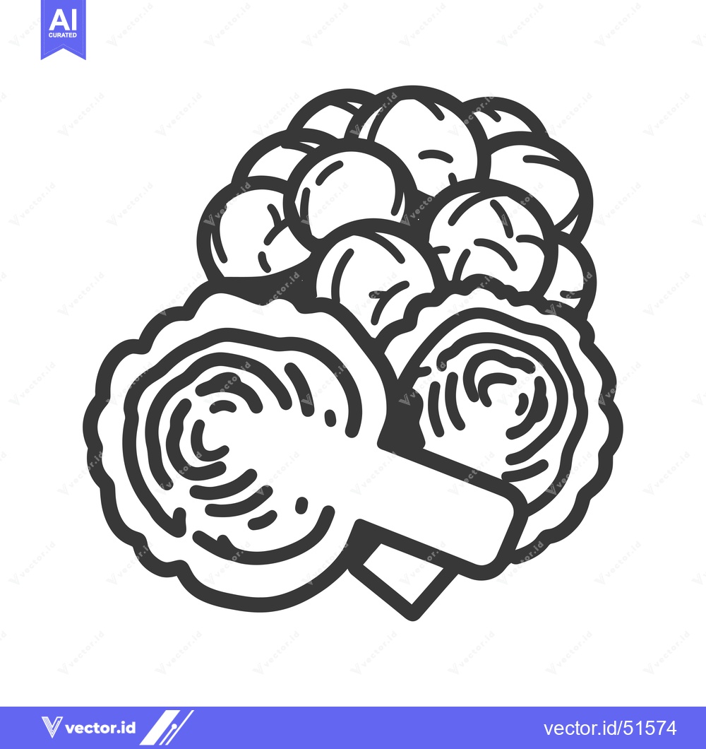 Premium Vector dari Line Art Illustration of a Bunch of Brussels Sprouts