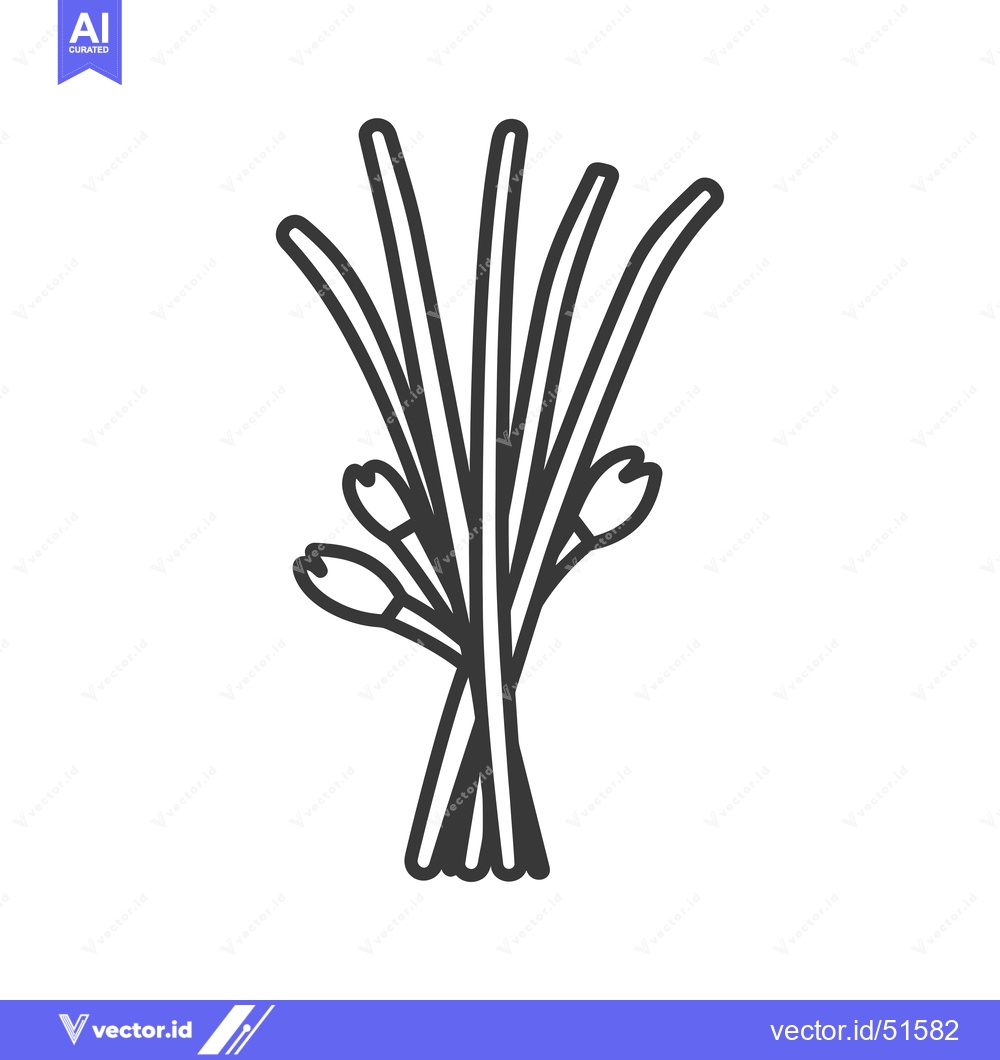 Premium Vector of Line Art Illustration of a Bunch of Green Onions