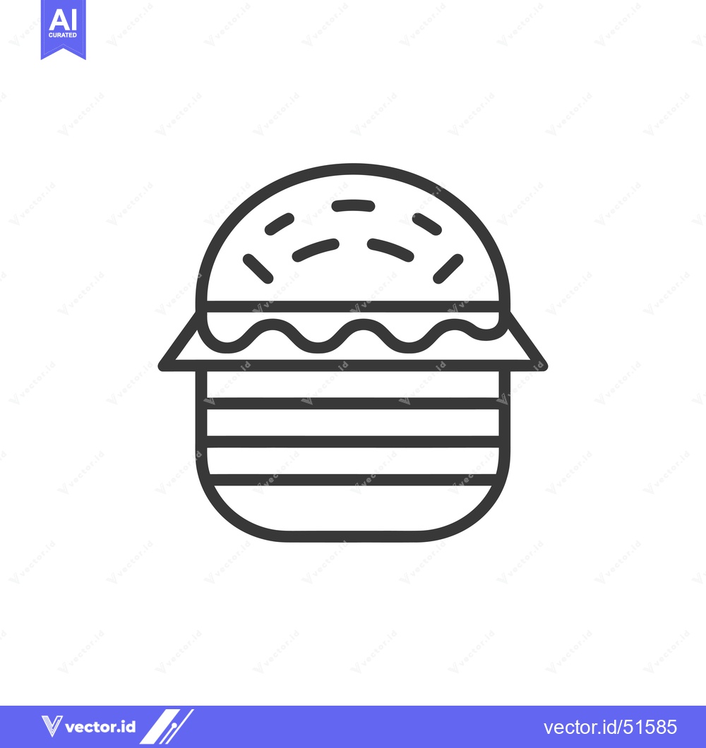 Premium Vector dari Line Art Illustration of a Burger with Sesame Seed Bun
