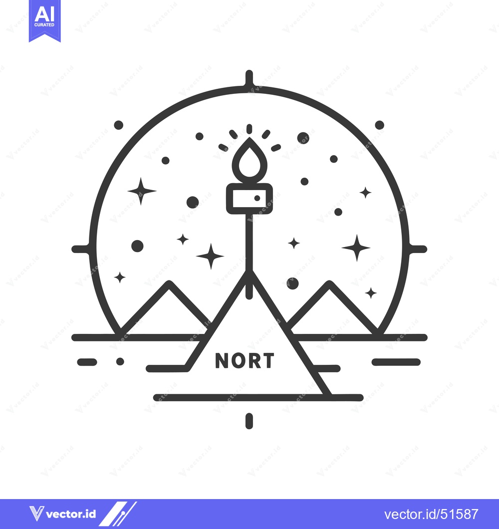 Premium Vector dari Line Art Illustration of a Burning Torch on a Mountain Peak with Stars