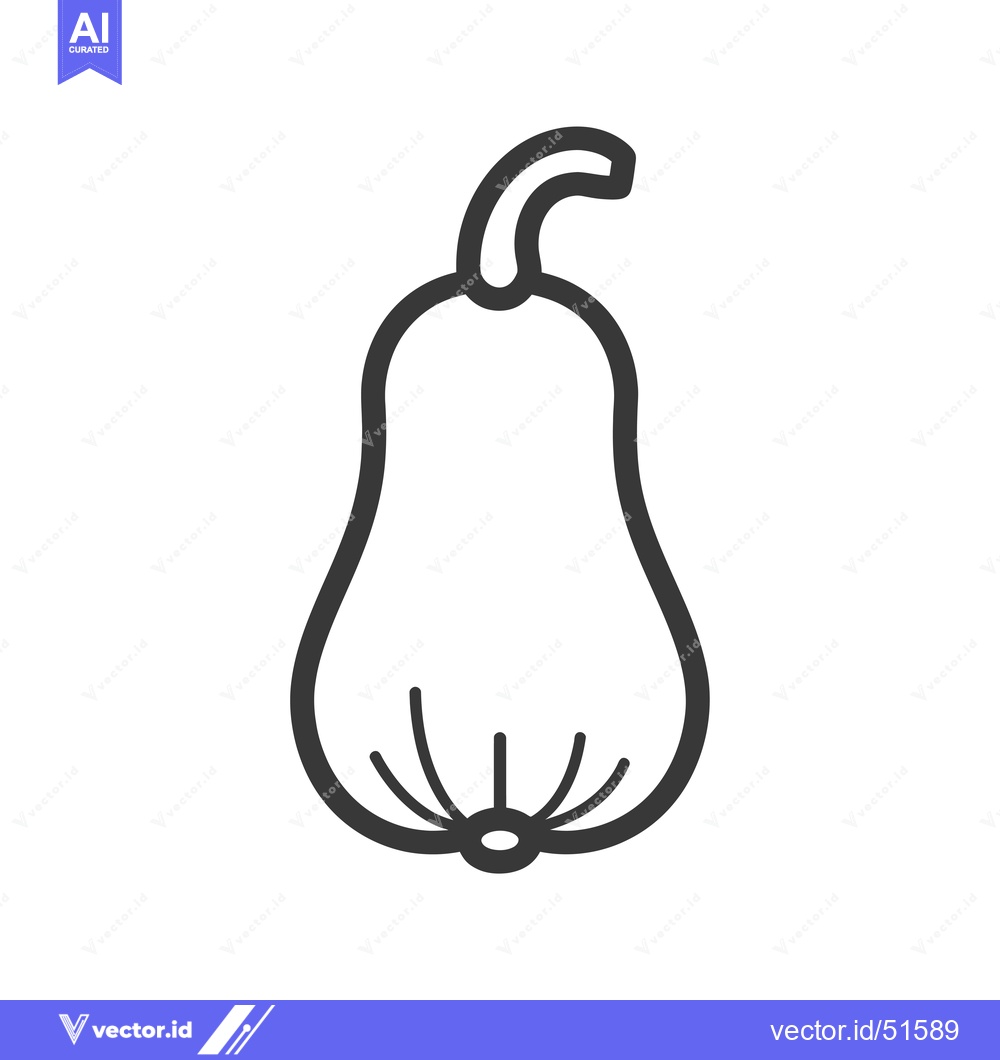 Premium Vector dari Line art illustration of a butternut squash
