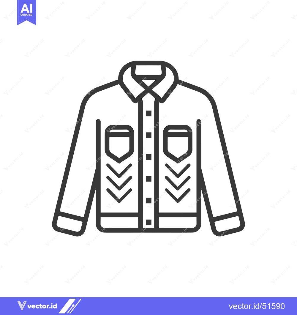 Premium Vector dari Line art illustration of a button-up shirt with chevron detailing