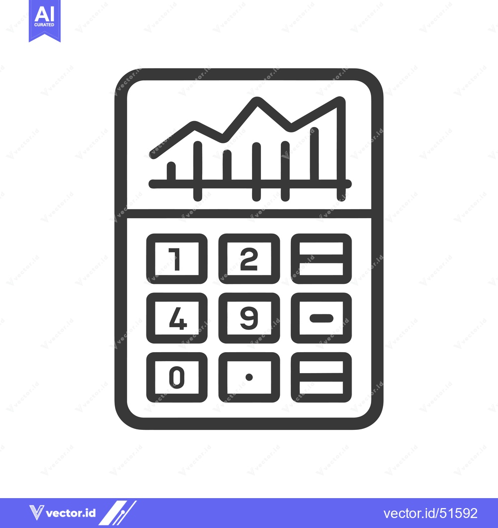 Premium Vector dari Line Art Illustration of a Calculator with a Graph Display