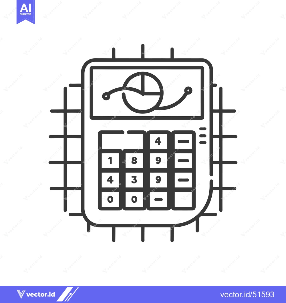 Premium Vector dari Line Art Illustration of a Calculator with a Pie Chart Display