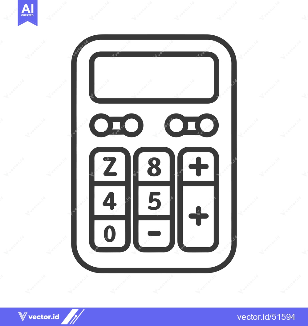 Premium Vector of Line Art Illustration of a Calculator with Display and Buttons