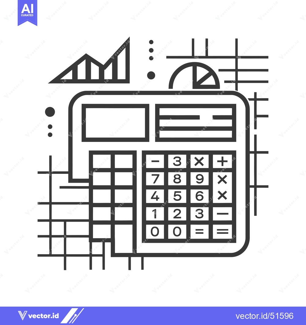 Premium Vector dari Line Art Illustration of a Calculator with Surrounding Geometric Shape