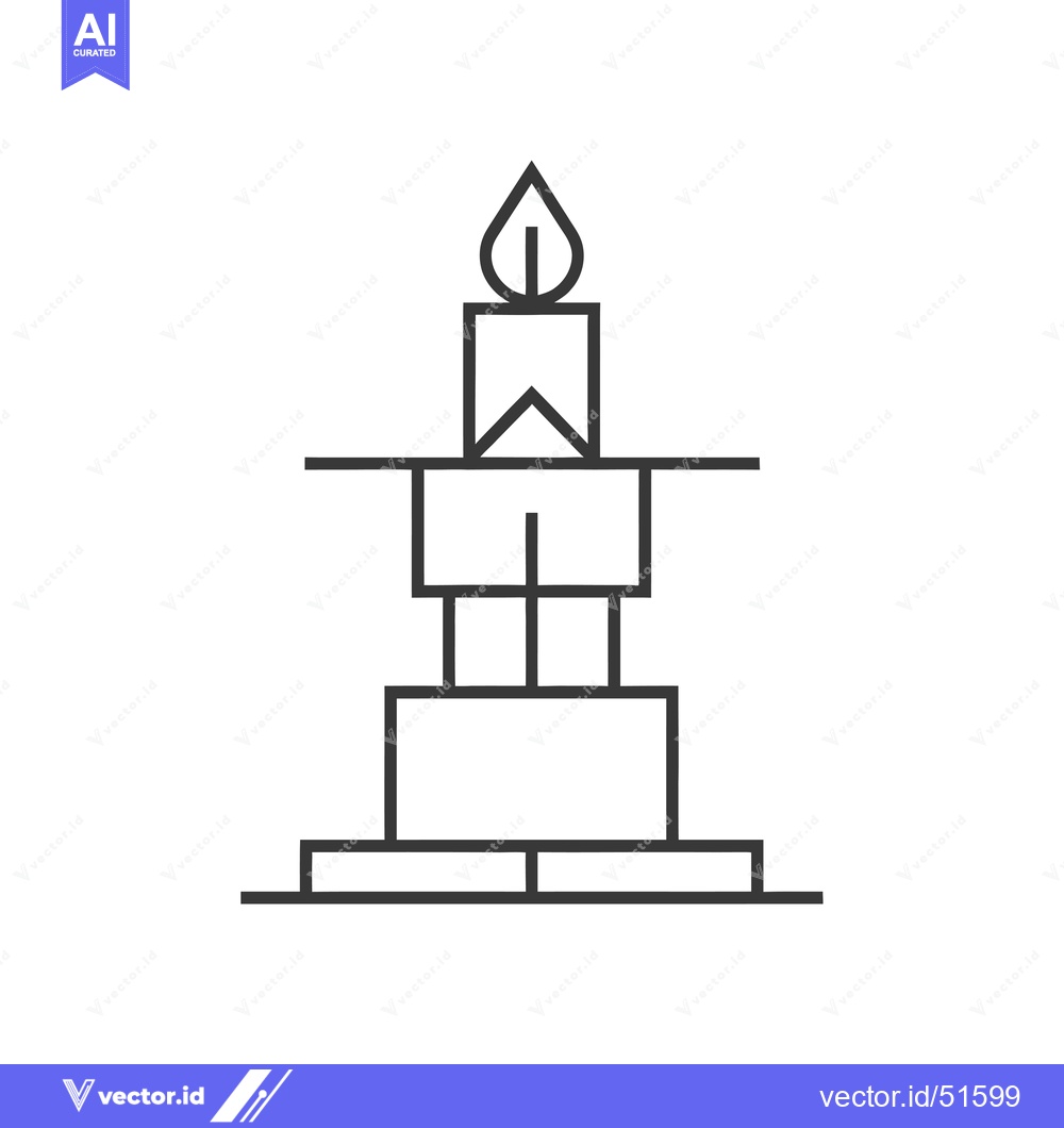 Premium Vector dari Line Art Illustration of a Candle on a Multi-Tiered Stand