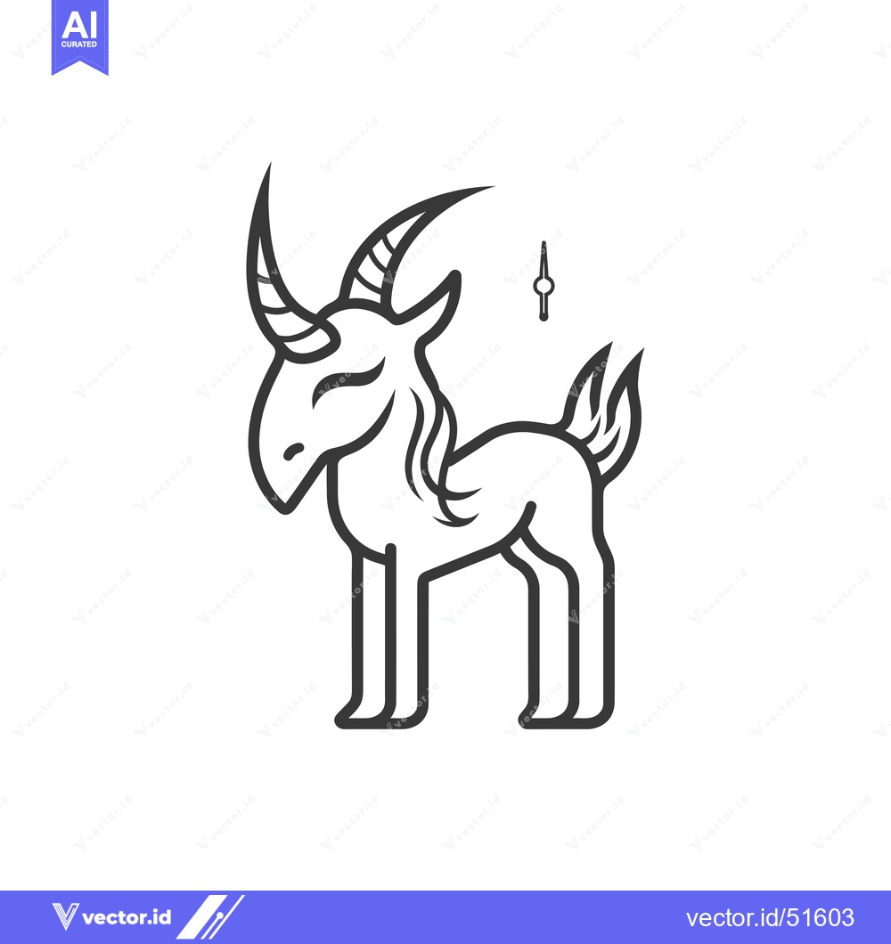 Premium Vector of Line Art Illustration of a Capricorn Zodiac Sign