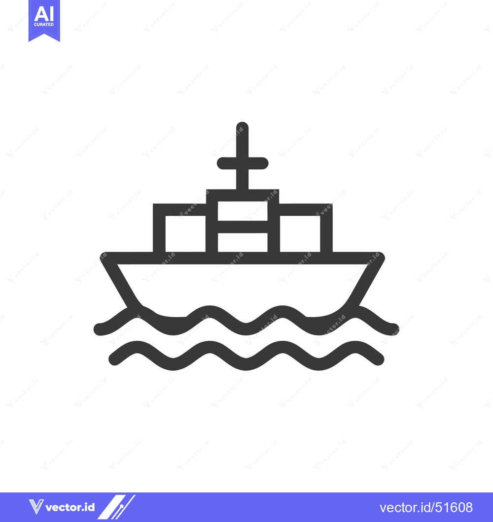 Premium Vector dari Line art illustration of a cargo ship with containers sailing on water