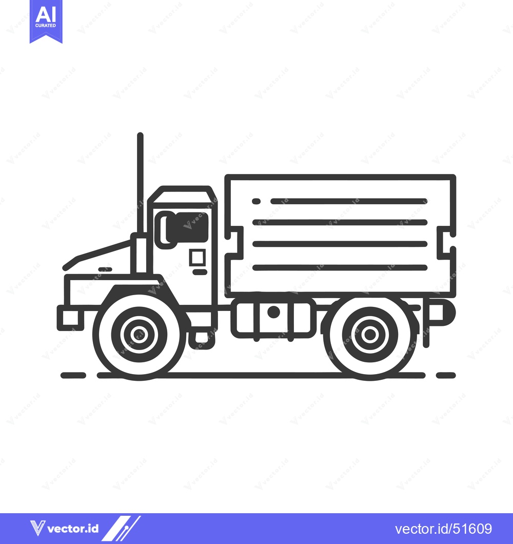 Premium Vector of Line Art Illustration of a Cargo Truck