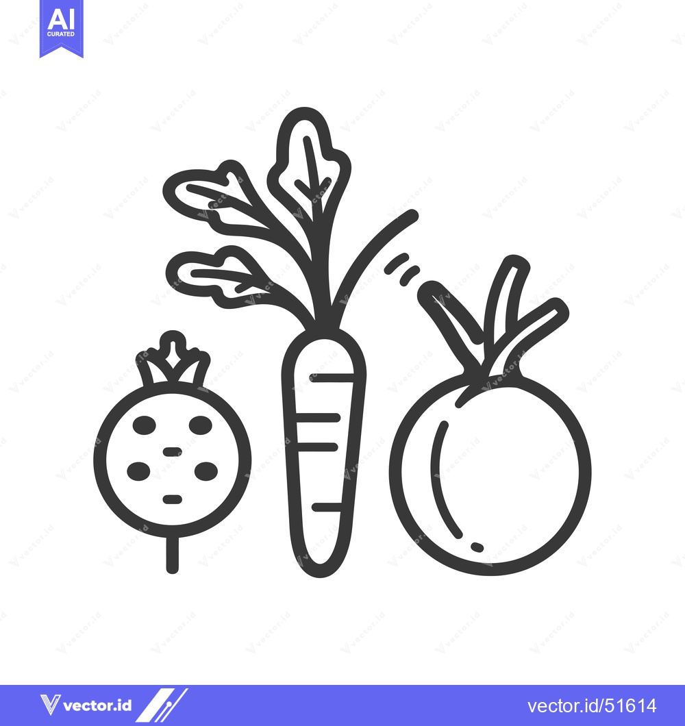 Premium Vector of Line art illustration of a carrot, a tomato, and a beet