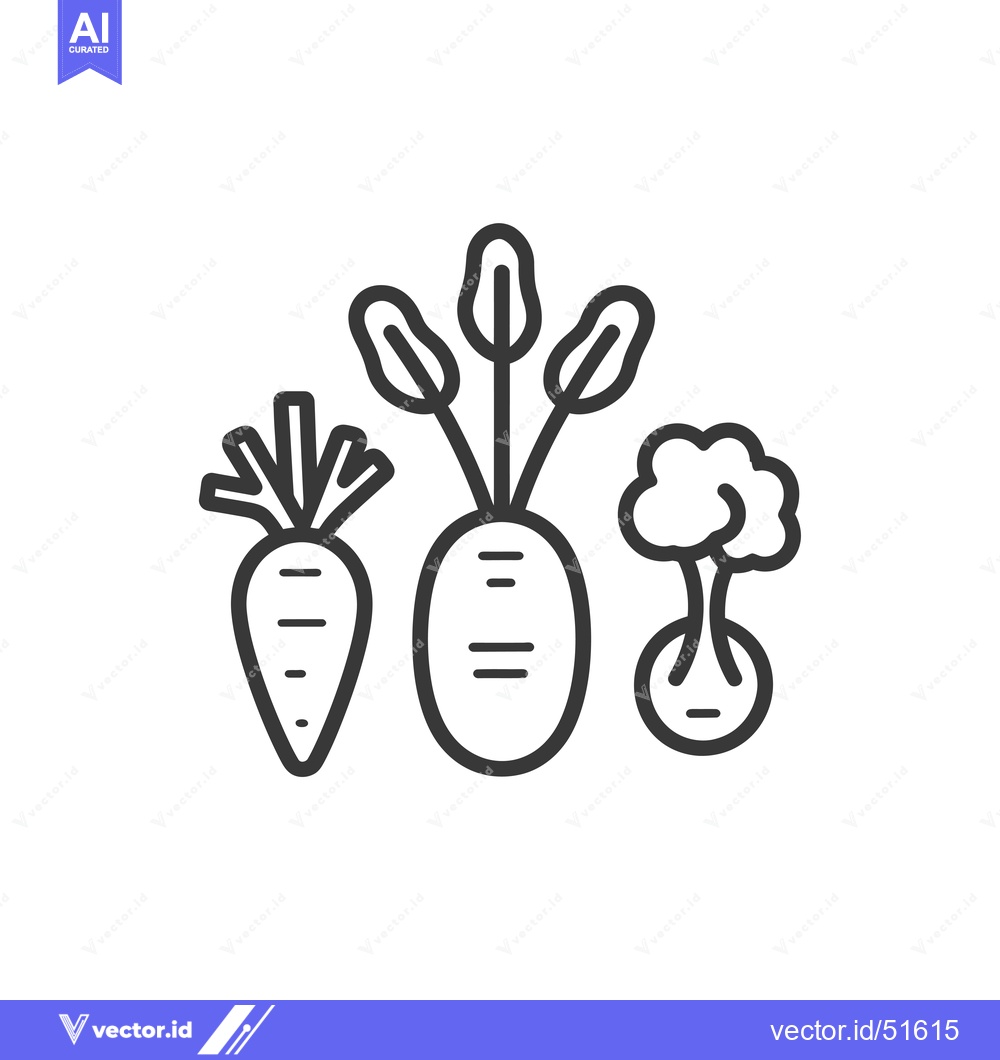 Premium Vector dari Line Art Illustration of a Carrot, Beetroot, and Turnip