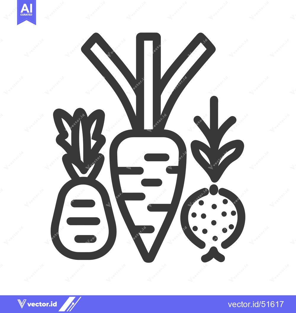 Premium Vector dari Line Art Illustration of a Carrot, Pineapple, and Beetroot