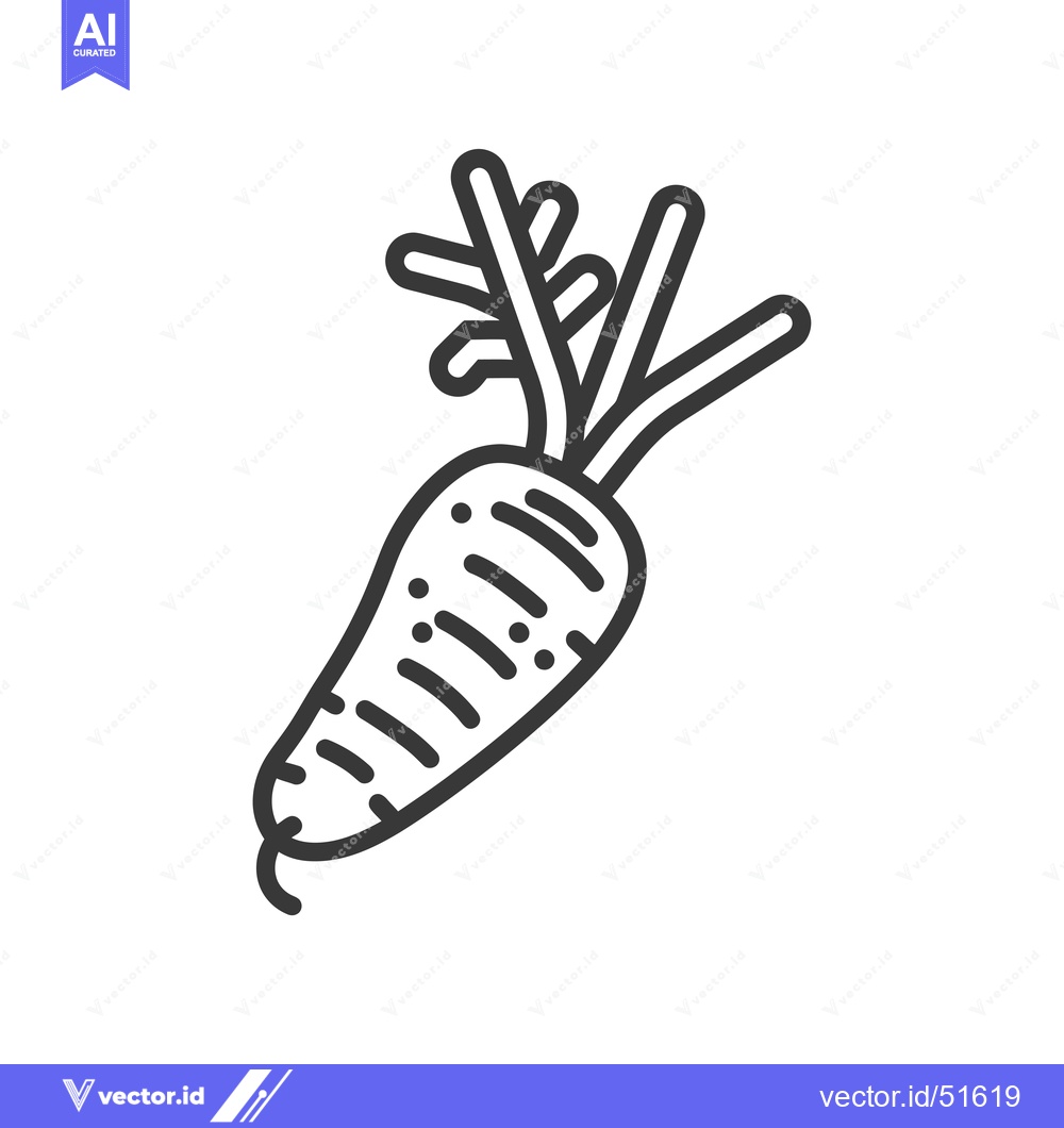 Premium Vector of Line Art Illustration of a Carrot with Green Top