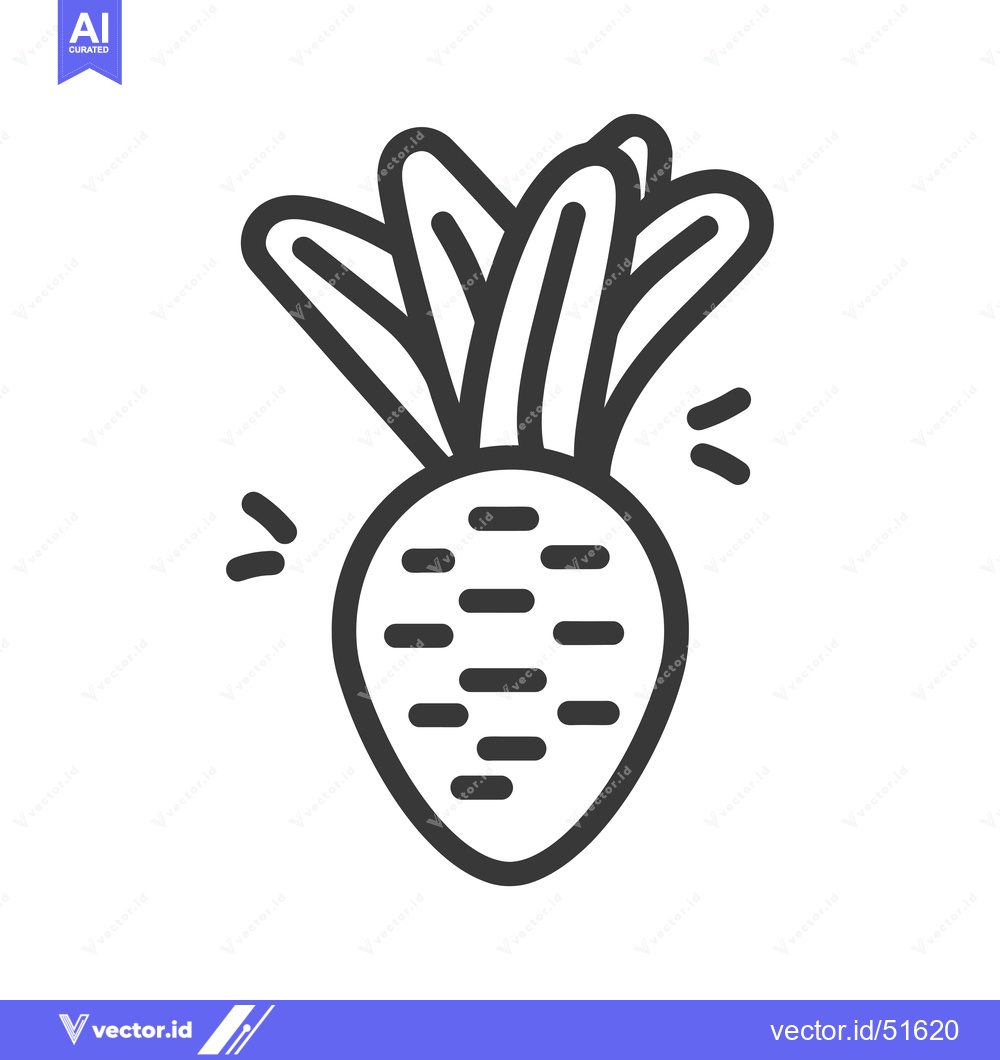 Premium Vector dari Line Art Illustration of a Carrot with Green Tops