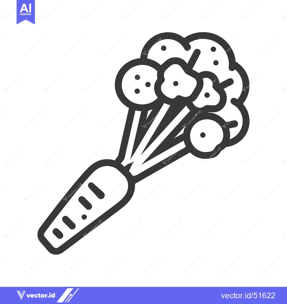 Premium Vector of Line Art Illustration of a Carrot with Multiple Flower Buds