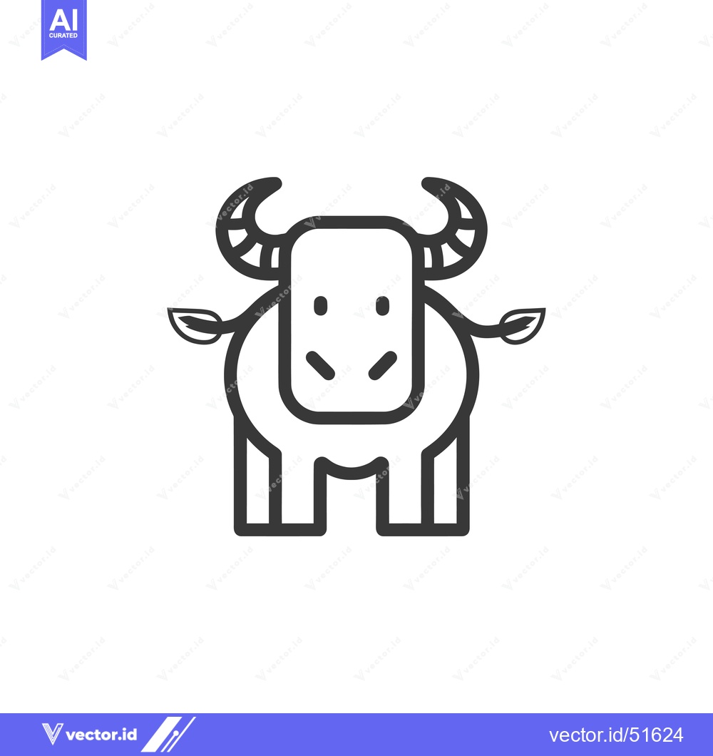 Premium Vector dari Line Art Illustration of a Cartoon Bull with Horns