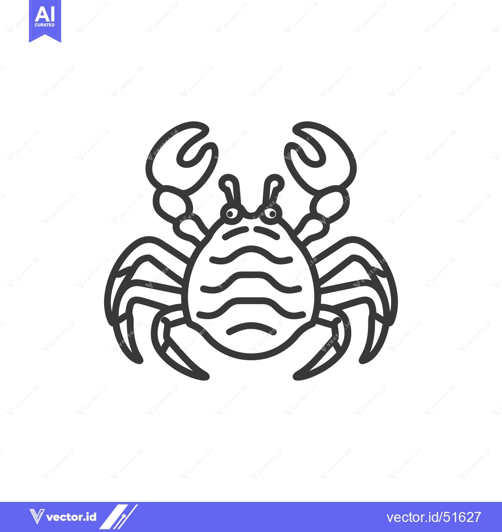 Premium Vector of Line Art Illustration of a Cartoon Crab