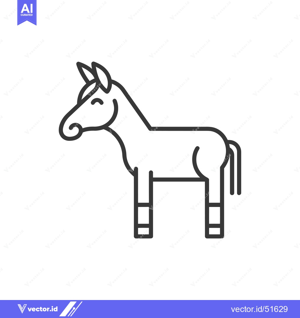 Premium Vector dari Line Art Illustration of a Cartoon Donkey