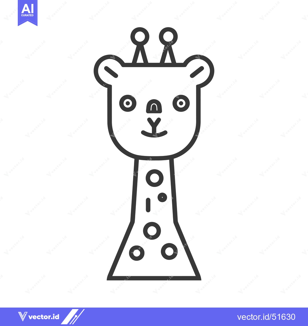 Premium Vector dari Line Art Illustration of a Cartoon Giraffe