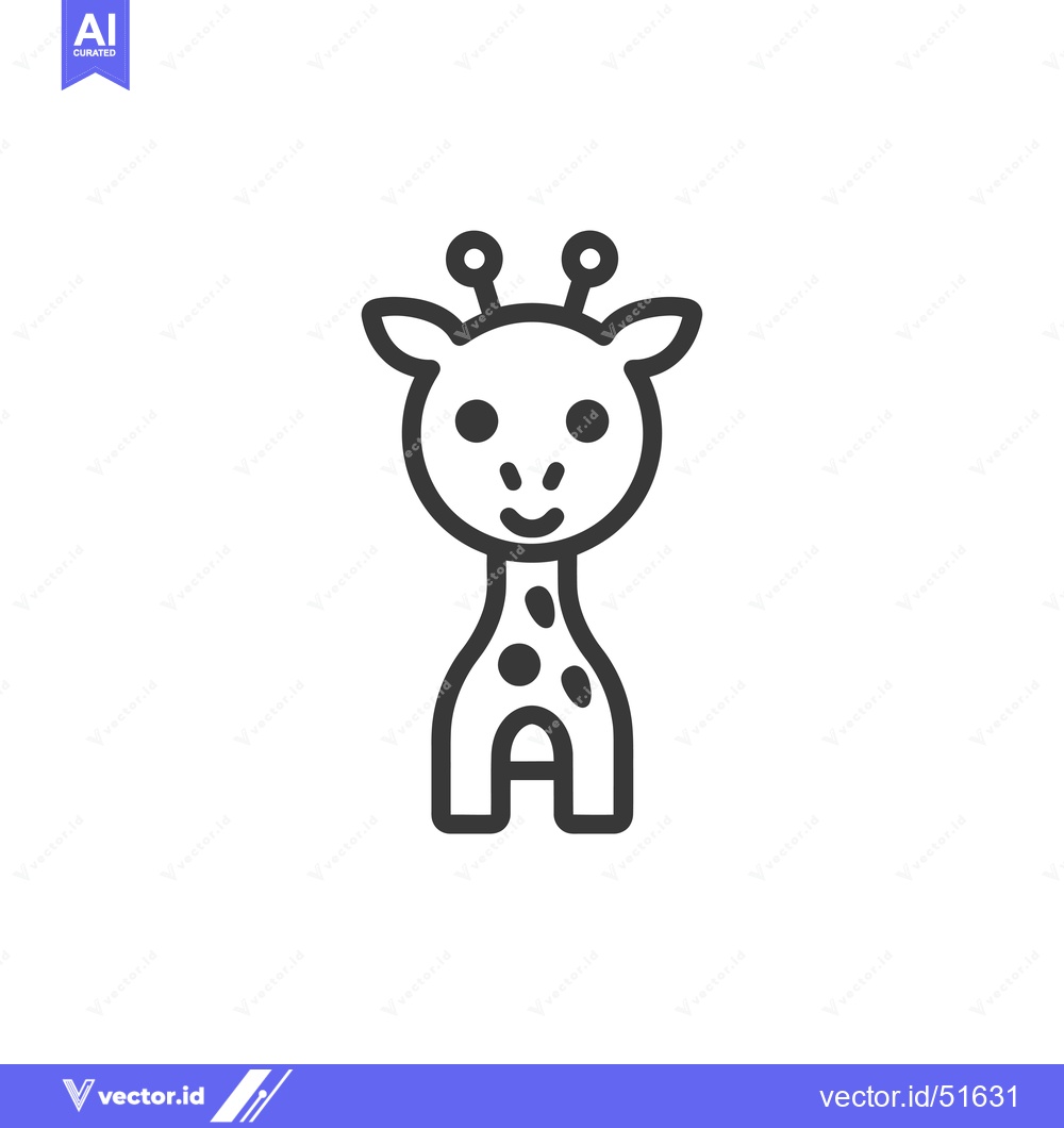 Premium Vector of Line Art Illustration of a Cartoon Giraffe