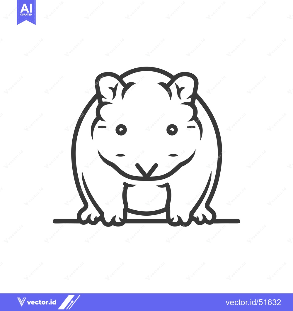 Premium Vector dari Line art illustration of a cartoon hamster